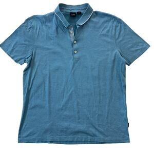 Boss Hugo Boss Light  Blue Polo Regular Fit Small Stripe Sz XL (Runs like Large)